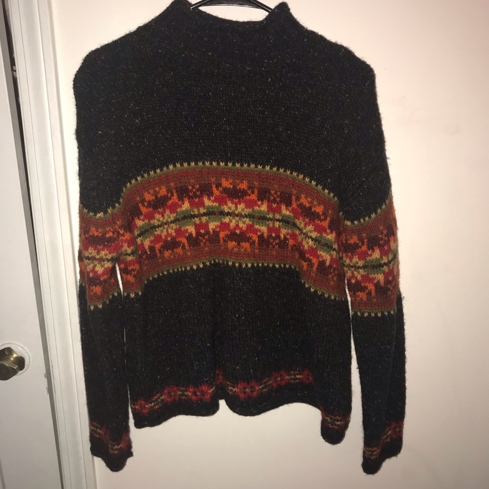 Wool turtleneck sweater.